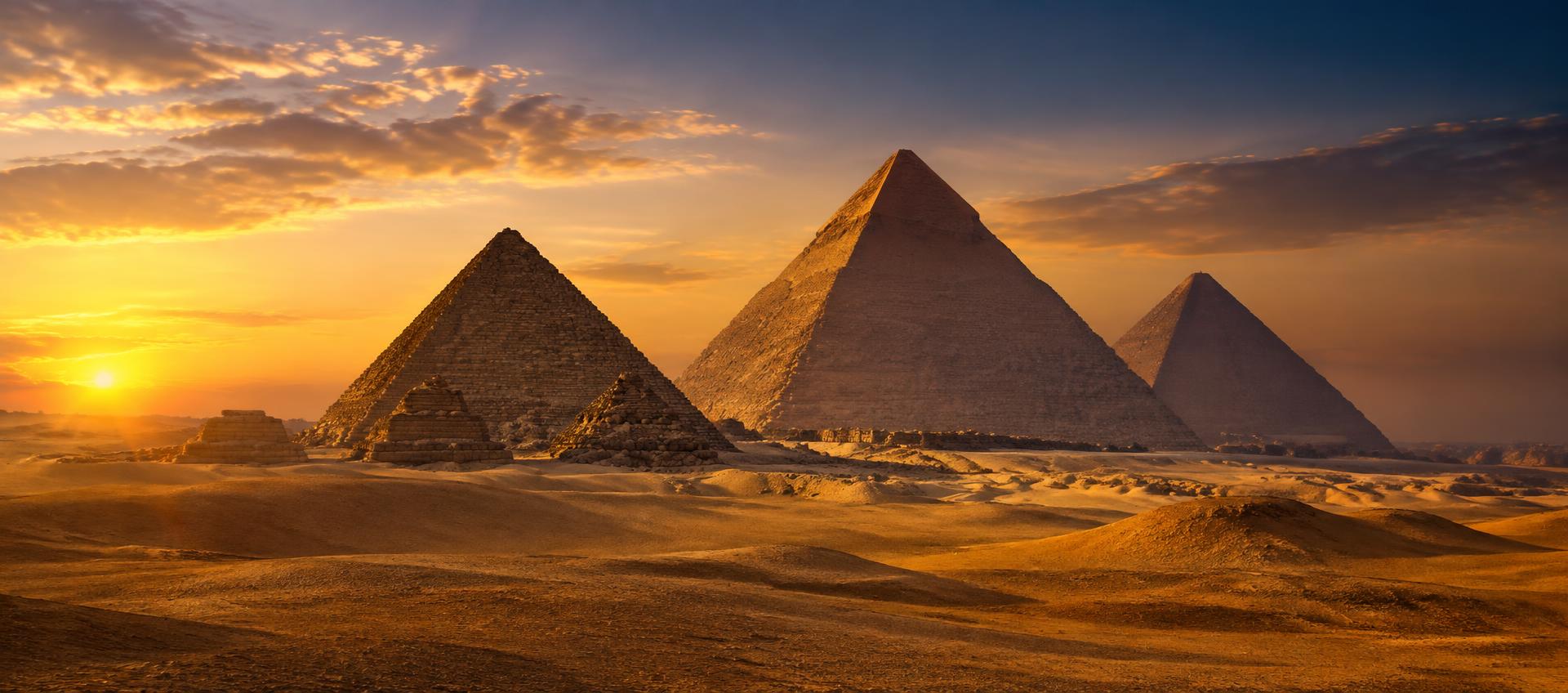The Pyramids of Giza at golden hour